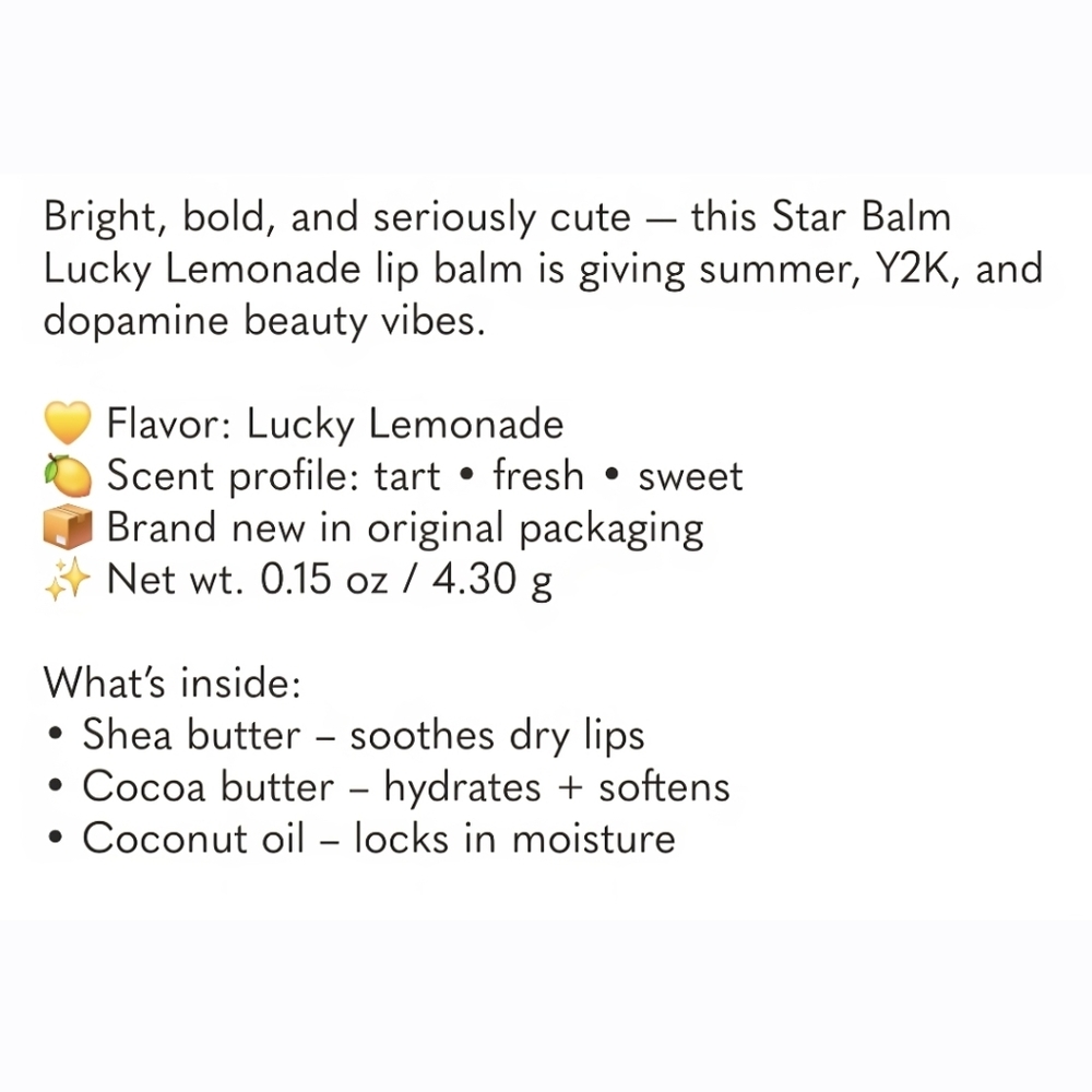 Star Lucky Lemonade Lip Balm - Bright Yellow - Picture 5 of 5